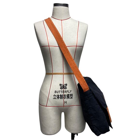 Craft Link Vietnam Orange Colorblock Embroidered Diamond Flap Messenger Bag - Picture 3 of 8